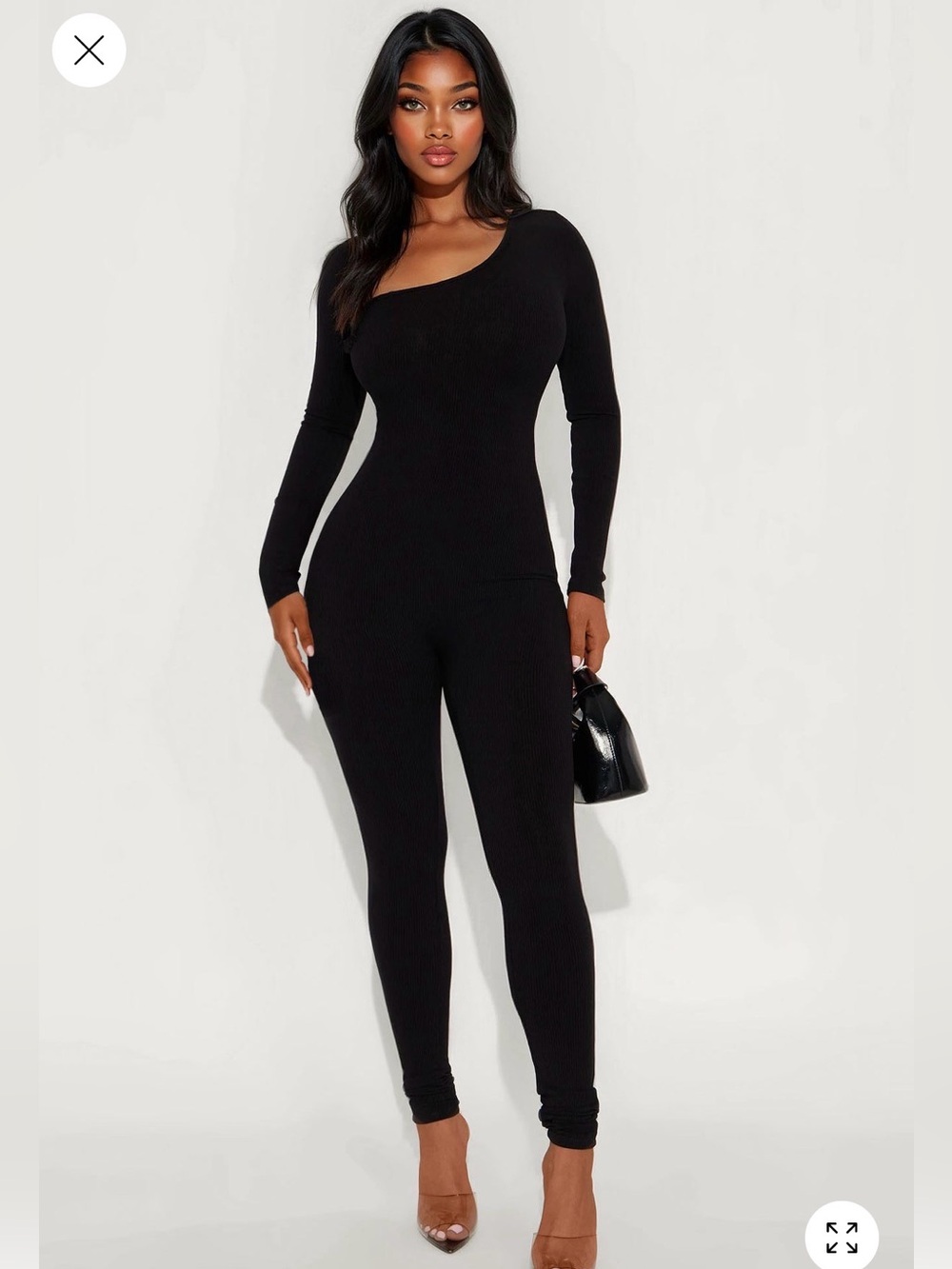 Long Sleeve Snatched Jumpsuit Black size M